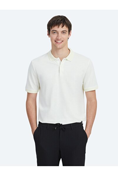 Kip Tricou Ecru cu gât polo 100% bumbac