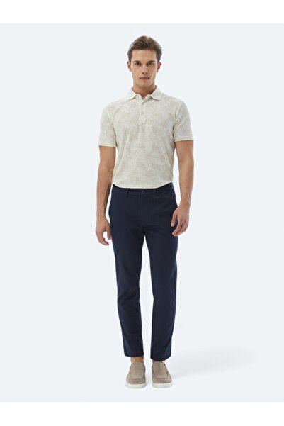 Kip بنطلون كاجوال منسوج من القطن باللون الأزرق الداكن