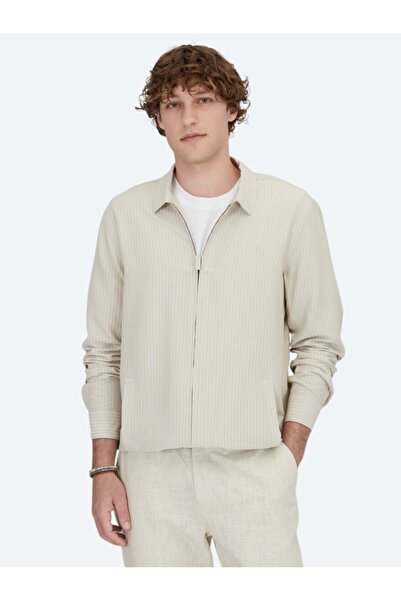 Kip Cămașă overshirt țesută, bej, cu potrivire normală