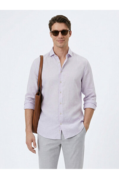 Kip Cămașă din amestec de bumbac casual, țesută, cu croiala obișnuită, liliac