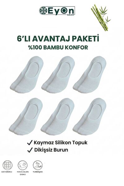 eyon 6 Çift Erkek Bambu Babet Çorap | Dikişsiz Burun, Nefes Alan, Görünmez