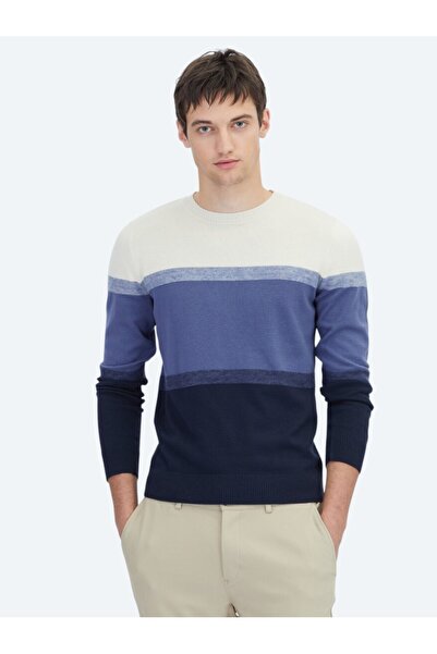 Kip سترة تريكو مصنوعة من مزيج القطن الجاكار باللون الأزرق الداكن