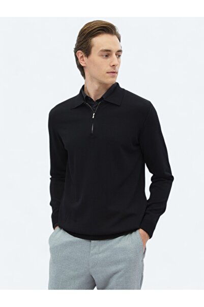 Kip Πλεκτό πουλόβερ μαύρο πόλο με μασίφ πλεκτό