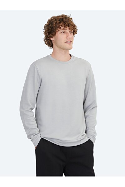 Kip Gri Bisiklet Yaka Sweatshırt