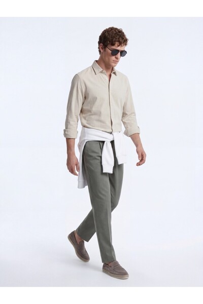 Kip Бежева смугаста плетена повсякденна сорочка звичайного крою