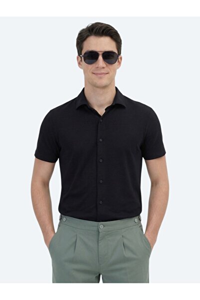 Kip Чорна пряма сорочка Regular Fit Casual