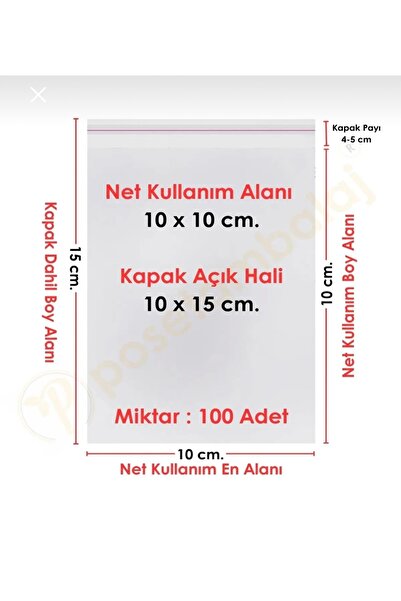 Genel Markalar Bantlı Şeffaf Poşet 10x15 cm 100 Adet