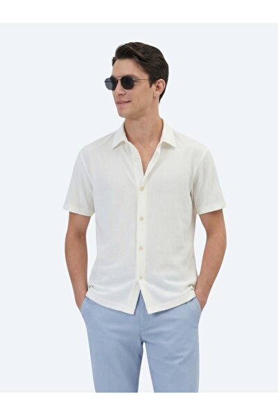 Kip Сорочка з малюнком екрю, прямий крій, повсякденна