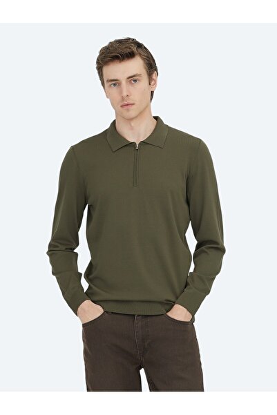 Kip Хакі поло з прямим коміром, трикотажний светр