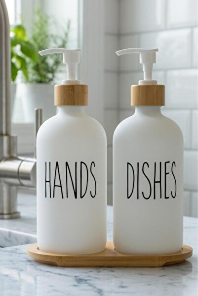 Atbyhome مجموعة من 2 موزع صابون سائل للمطبخ باللون الأبيض سعة 500 مل + 500 مل...