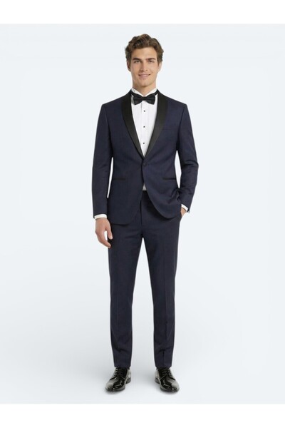 Kip Erkek Lacivert Dokuma Smokin Takım Elbise