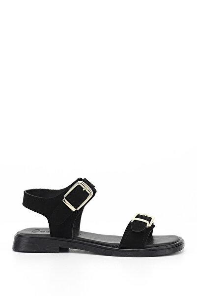 GÖNDERİ(R) Women's Black Suede Ankle Band Sandals