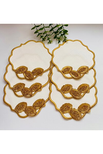 ELÇİÇEK HOME منديل تقديم، منديل كوكتيل، منديل تقديم القهوة 6 قطع