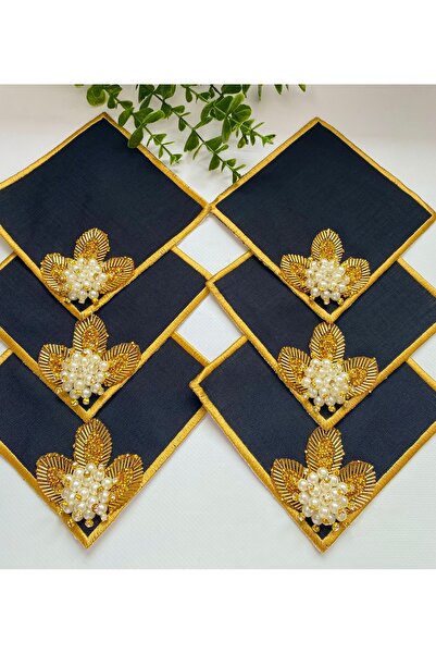 ELÇİÇEK HOME منديل تقديم، منديل كوكتيل، منديل تقديم القهوة 6 قطع