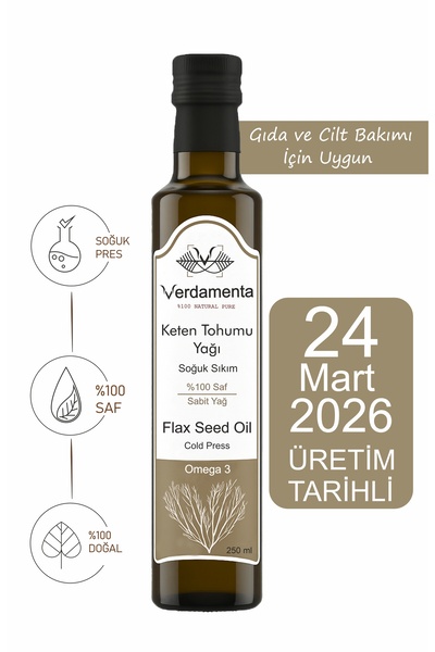 Keten Tohumu Yağı %100 Doğal Soğuk Sıkım 250ml Yağ Omega3 Desteği