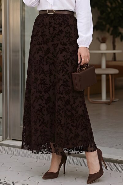 İmajButik Brown Bel Belt in Lined Flock Tulle Skirt