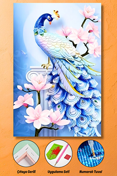 HONDEP 5d Elmas Boyama Mozaik Tablo Tuvale Gerili 40x50 Cm Tavus Kuşu-1 Puzzl...