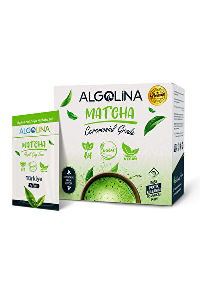 Algolina شاي ماتشا من الدرجة الاحتفالية خالٍ من الإضافات - 30 كيس - مسحوق مات...