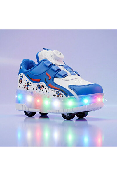 BURUNİ LED Işıklı Paten Ayakkabı Tekerlekli Çocuk Ayakkabısı Erkek Çocuk / Kı...