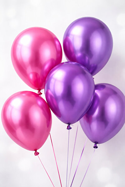 BENKO Gemar Balon Mixed Color Chrome Balloon 25Pcs. Pink, Purple.