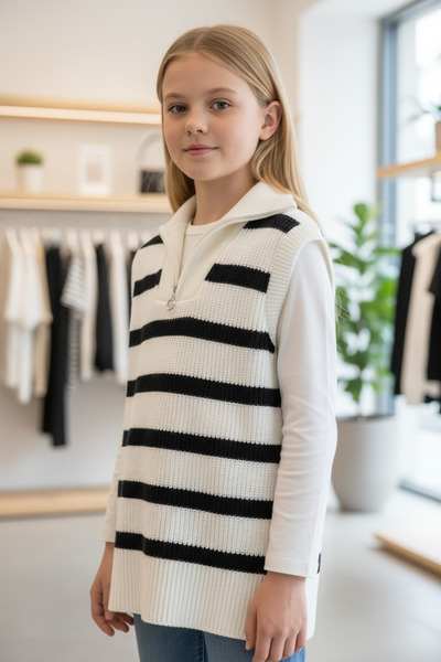 Minimoda Kids Fermuarlı Sıfırkol Kazak