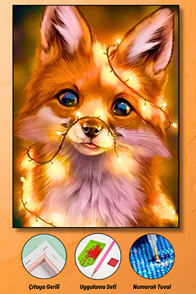 HONDEP 5D Elmas Boyama Seti – Tilki | 40x50 cm - Tuvale Gerili Diamond Painti...