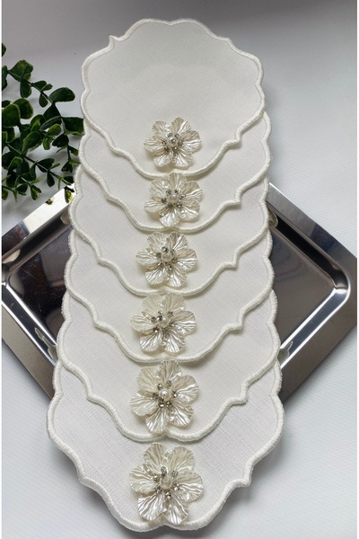 ELÇİÇEK HOME منديل تقديم، منديل كوكتيل، منديل تقديم القهوة 6 قطع