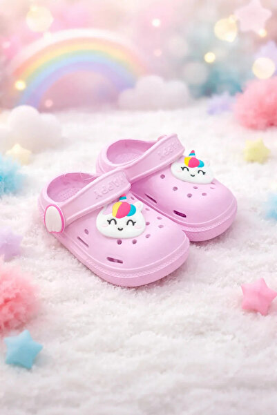 Calx Kız Çocuk Pembe Unicorn Figürlü Kaydırmaz Taban Terlik Sandalet