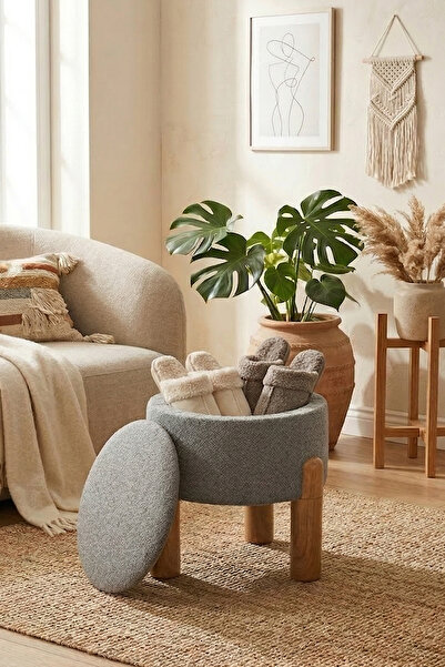 Zem Liva Bohem Sandıklı Puf, Gri