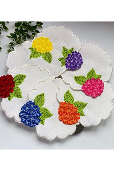 ELÇİÇEK HOME منديل تقديم، منديل كوكتيل، منديل تقديم القهوة 6 قطع