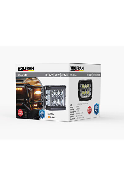 WOLFRAM Led Kaput Üstü Off-road Lambası 6 Led Beyaz 6 Led Sarı Çakar Fonksiyo...