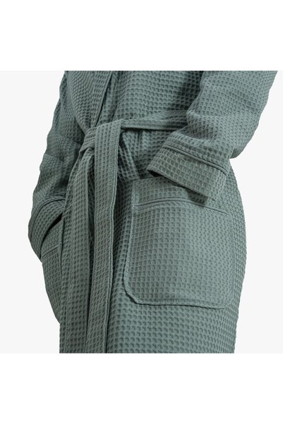 Green Black Afra Elite Series Women's Pique Bathrobe Green, Oeko Tex Certified 100% Aegean Cotton, Woven 250 Gsm
