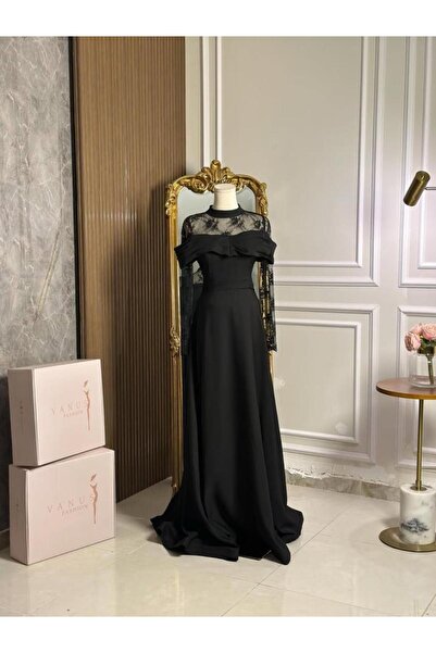 vanus fashion 6999 - Black dress with Lace details