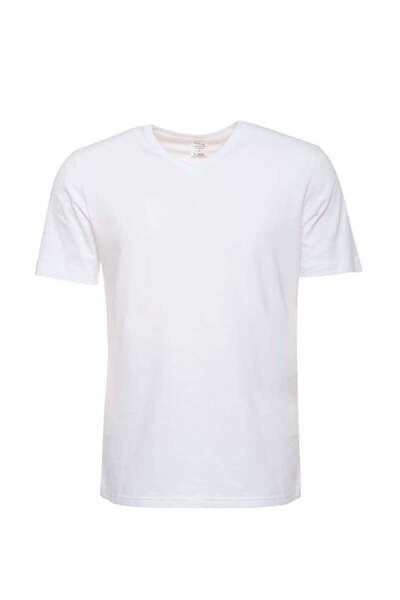 RELAXIA Tricou pentru bărbați cu decolteu în V bumbac moale