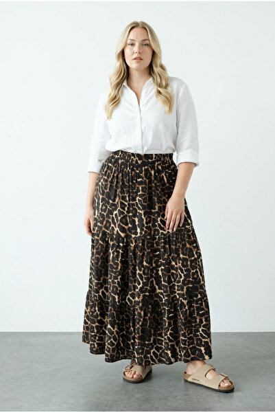 Stil Diva Μεγάλο μέγεθος Περιτυλιγμένο ύφασμα Leopard μοτίβο ελαστική φούστα ...