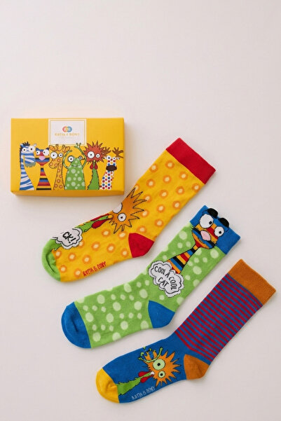 Katia&Bony Erkek Çocuk Horoz Desenli 3'lü Kutulu Soket Çorap
