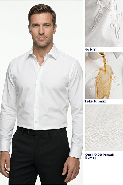 Kiğılı Long Sleeve Slim Fit Classic Nano Care Water Repellent Stain Resistant...