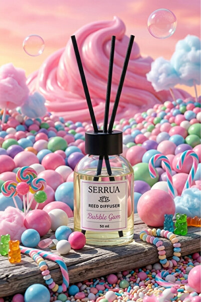 Serrua Sakız Çubuklu Oda Kokusu Bambu Kokusu Bubble Gum Reed Diffuser 50ml