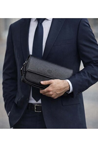 deri,se club Men's Genuine Leather Portfolio Bag with Adjustable Shoulder Str...