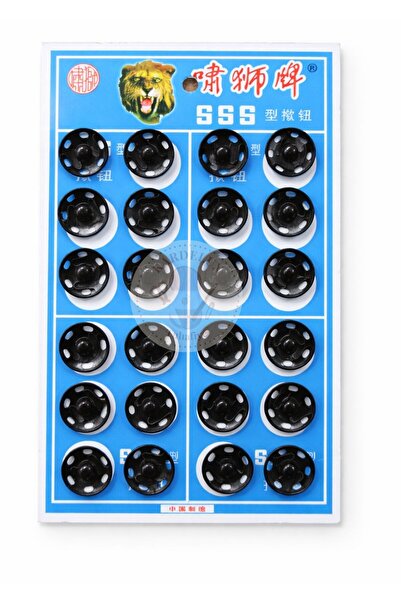 Kardelux Metal, Dikmeli Çıtçıt Düğme No3 (14mm) 24 Adet Siyah Renk Metal- Çıt...