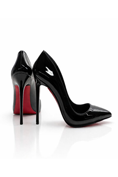 HAYYSHOES AURORA Siyah Rugan Stiletto Yüksek Topuklu Ayakkabı 12 Cm