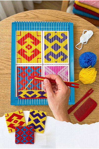 HOBBYRONS Plastik Halı Dokuma, Dokuma Tezgahı Seti, Kasnak