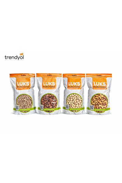 lüks kuruyemiş Karışık Kuruyemiş Seti 4 Kg (1 Kg Antep Fıstığı 1 Kg Badem 1 K...