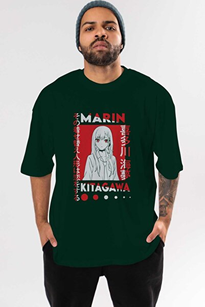 Ankhises MARIN KITAGAWA Anime Front Štampano Emerald Green Oversize kroj T-sh...