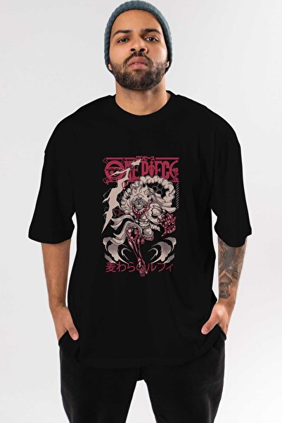 Ankhises MONKEY D. LUFF-ONE PIECE 1 Anime Front Štampano Crna Oversize kroj T...