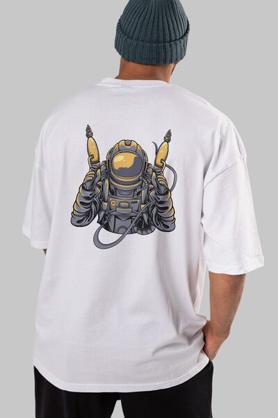 Ankhises Lovac na vanzemaljce leđa Štampano bela Oversize kroj T-shirt unisex...