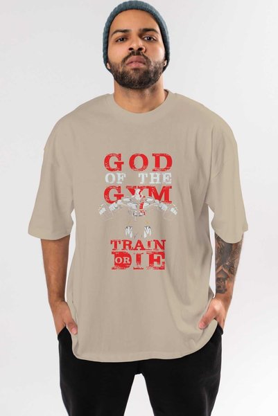 Ankhises T-shirt са Oversize kroj изрезом, okrugla kragna, Pamuk „Бог теретан...