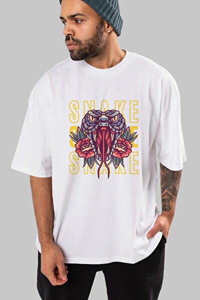 Ankhises Bela Oversize kroj T-shirt - Prednja strana zmije Štampano, Muškarci...