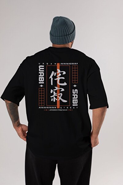 Ankhises Wabi Sabi Leđa Štampano Crna Oversize kroj T-shirt Unisex Muškarci Ž...