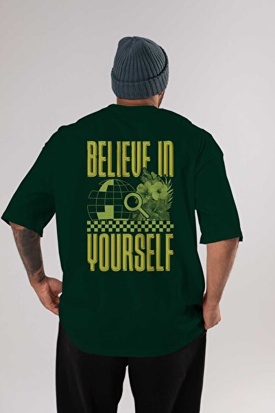 Ankhises Veruj u sebe Arka Štampano Emerald Green Oversize kroj T-shirt Unise...